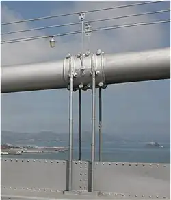 Suspender cable saddle on the western span