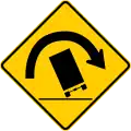 P-1-13 Trucks may tip over on curve sign