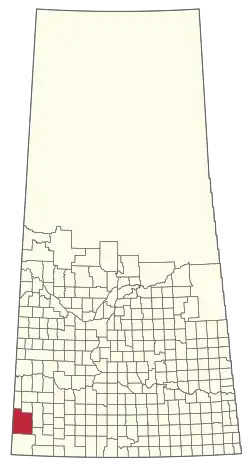 Location of the RM of Maple Creek No. 111 in Saskatchewan
