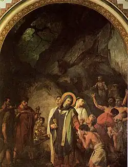 "Saint Augustin gives sacred vases from his church to purchase freedom for prisoners" by Jules-Eugène Lenepveu(Lenepveu)