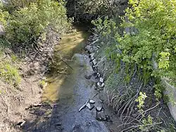 Le Bourdais River, from Bridge P-0363,reinforced concrete gantry, under embankment (1948),[15] route 359, Rang du Haut-du-Lac-Nord