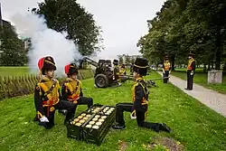 Gele Rijders (Yellow Riders) during the annual gun salute firing ceremony on Prinsjesdag