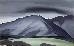 Painting of mountains, watercolor on paper