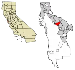 Location of Belmont in San Mateo County, California