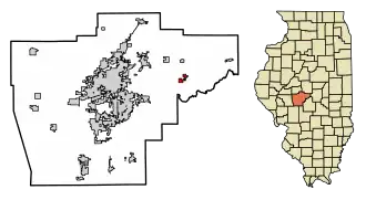 Location of Mechanicsburg in Sangamon County, Illinois.
