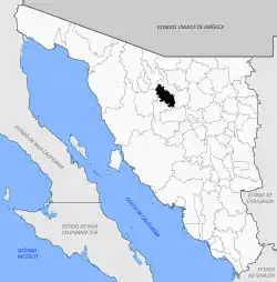 Location of the municipality in Sonora
