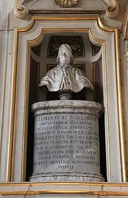Bust of Pope Clement XI at Santa Cecilia church, Rome