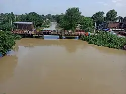Sariswa River view during flood from Raxaul Railway Foot Bridge