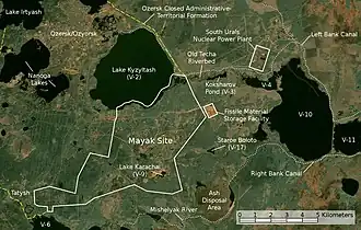 A satellite view of Lake Karachay