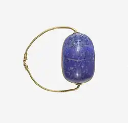 Scarab finger ring; 1850–1750 BC; diameter: 2.5 cm, the scarab: 1.8 cm; Metropolitan Museum of Art (New York City)