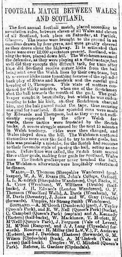A newspaper clipping of a match report