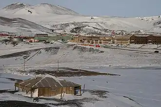 Scott's Discovery Hut and McMurdo Station at Ross Island