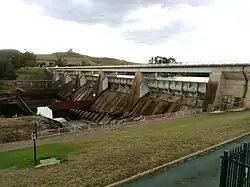 Scrivener Dam on a cloudy day.
