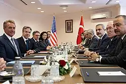 Secretary Antony J. Blinken meets with Turkish Foreign Minister Hakan Fidan in Ankara, Türkiye, November 6, 2023.