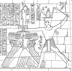 Senkamanisken slaying enemies at Jebel Barkal (detail).[6]