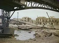 Warehouses near the port of Sfax after an Allied bombing raid in June 1943