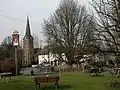 Village Green, parish church beyond