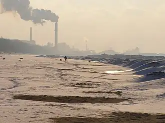 Southern Lake Michigan beach in winter at Indiana Dunes National Park