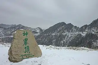 Shennongding (神農頂): "Shennong's peak", associated with the story that Shennong had a ladder which he used to climb up and down the mountain, and which later turned into the local forest.