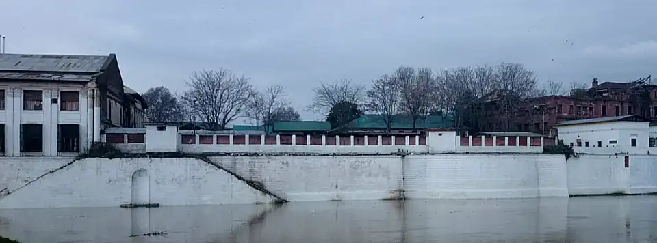 What remained of Jhelum river front of the Sher Garhi Palace after the fires