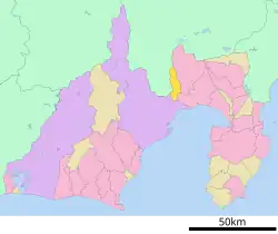 Location of Shibakawa in Shizuoka Prefecture