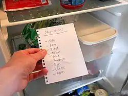 Photo of a shopping list