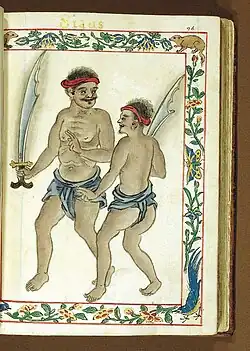 Sangirese warriors from Siau Island, Sangir Archipelago (in modern-day North Sulawesi, Indonesia)