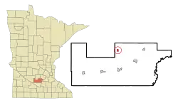 Location of New Auburn within Sibley County, Minnesota