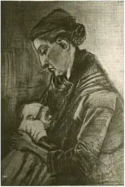 Sien Nursing Baby, drawing, 1882, Private collection (F1064)