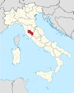 Map highlighting the location of the province of Siena in Italy