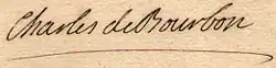 Charles de Bourbon's signature