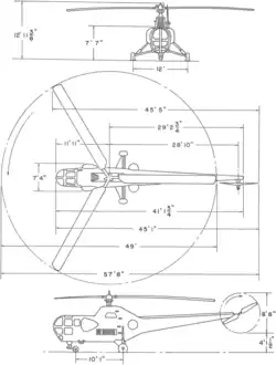 3-view line drawing of the Sikorsky H-5H