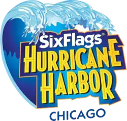 The Six Flags Hurricane Harbor Chicago logo since 2021