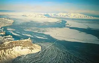 45,000 m3/s (1,600,000 cu ft/s) jökulhlaup on Skeiðarársandur, Iceland, in 1996 in connection with a eruption in Grímsvötn