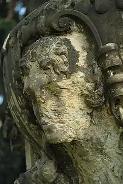 Weathering effect on a sandstone statue in Dresden, Germany