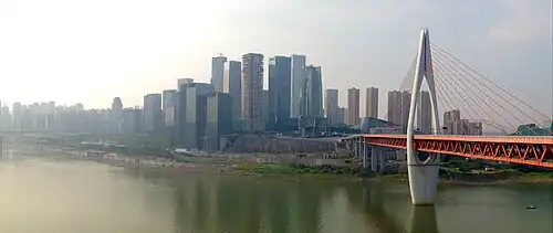 Skyline with the Twin Rivers Bridges