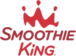 A stylized red crown with the words "Smoothie King" underneath in differing shades of red