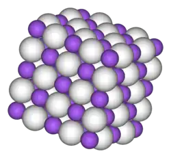 Space-filling model of part of the crystal structure of sodium hydride