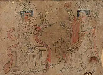 Sogdian Daēnās depicting two Zoroastrian deities once worshipped by the Sogdians