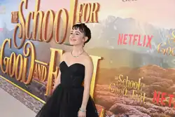 Sophia Anne Caruso at a presentation of The School for Good and Evil in 2022