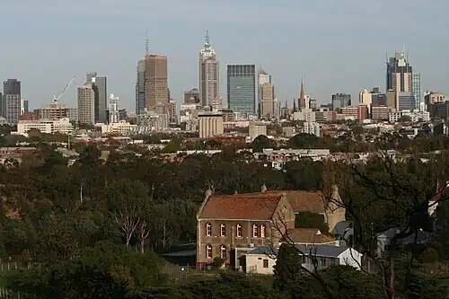 Sophia Mundi Campus in Abbotsford Convent looking towards Melbourne Central Business District