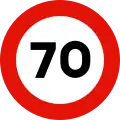 R-301 Maximum speed limit (70 km/h)