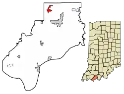 Location of Dale in Spencer County, Indiana.