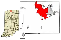 Location of South Bend within Indiana