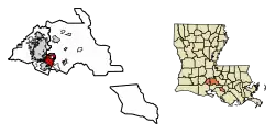 Location of Broussard in Lafayette and St. Martin Parish, Louisiana.
