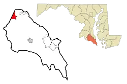 Location of Charlotte Hall in St. Mary's County, Maryland