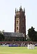 View of the church across the cricket ground