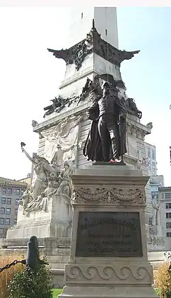 A statue of U.S. president William Henry Harrison is part of the monument.