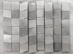 Untitled, 1966, aluminum, in 1964, Stażewski began making reliefs using copper and aluminum that highlighted the intrinsic visual properties of metal (private collection)