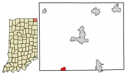Location of Hudson in Steuben County, Indiana.